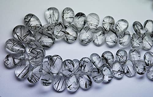 Quartz rutilé noir poire 11-18mm LKBEADS pour création bijoux