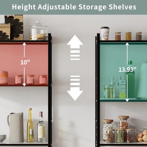 JAQ Storage Shelves with Adjustable Height, 4-tier Metal Storage Shelving Rack Organizer for Pantry Kitchen Warehouse Basement 45\" H X 2.3\" W X 9.8\" D,Up to 800LBS (4-tier, Black)