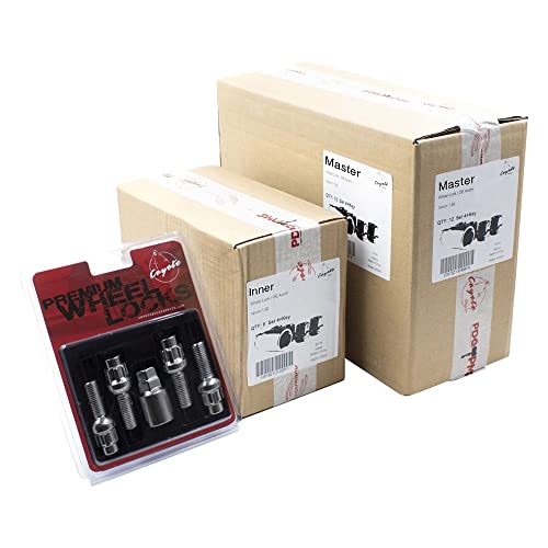 Image of Wheel Accessories Parts 4 Locks + Key M12 x 1.5 12 x 1.5 Thread Ball Seat Lug Bolt Lock Chrome Finish 24mm Shank Length Dual Hex Key 17mm & 19mm fits Volkswagen Cabriolet Golf Jetta Passat Rabbit