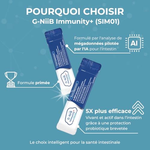 G-NiiB Immunity+ (SIM01) – Probiotika mit Präbiotika, Zink & B-Vitaminen – Entwickelt von einer medizinischen Fakultät – Klinisch untersuchte Probiotika-Stämme – Unterstützt Immunität Darmmikrobiom
