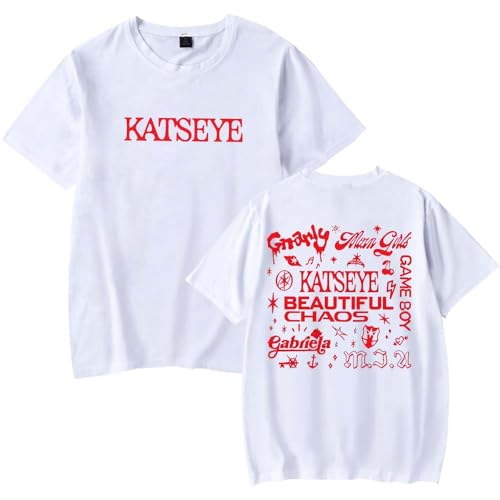 Katseye Beautiful Chaos - Camiseta unisex informal de manga corta con cuello redondo, blanco, S