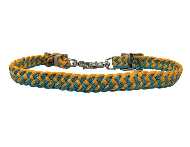 Showman Braided Teal & Orange Nylon Wither Strap