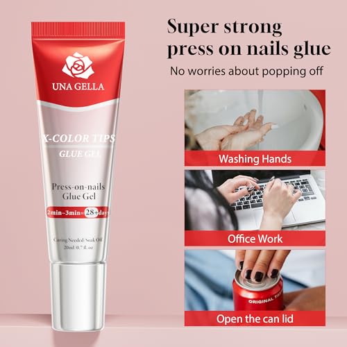 Image of UNA GELLA UV Gel Nail Glue 20ml for Nails Tips, Super Strong Solid Glue Gel U V /LED Lamp Curing Required for Fake Acrylic Nail Tips, Press On Nails Art Extension