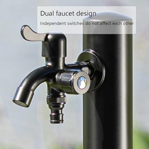 Grifo de Agua ZR98US, Grifo Exterior Multifuncional de Acero Inoxidable, Doble Salida de Agua para jardín y terraza