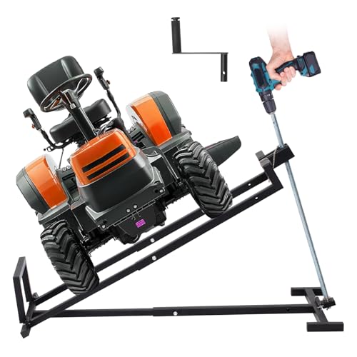 Wishtofly Lawn Mower Lift Jack, 880 Lbs Weight Capacity Heavy-Duty Telescopic Maintenance Lifter with Crank & Power Tool Handle, Foldable & Easy Assembly, Ideal for Lawn Mowers and Garden Tractors