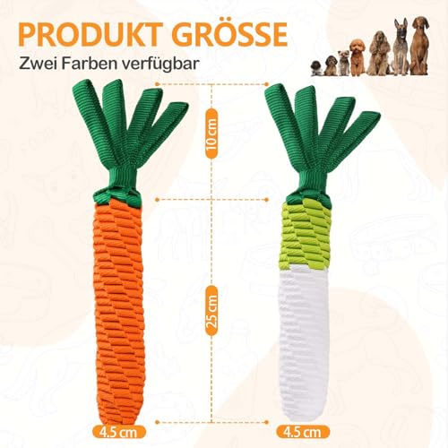 LIFLIX Hundeseilspielzeug Seil Karotte, Zerrspielzeug für Hunde, Hundespielzeug Geflochten mit Knitterpapier Anhängern, Möhre