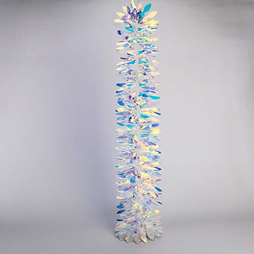 Image of Iridescent Hanging Decorations Garland, 6ft Long Roll Shiny Foil Metallic Banner for Christmas, Bridal Shower, Wedding, Birthday, Frozen Theme Party, Fairy Princess Rainbow Show Decoration