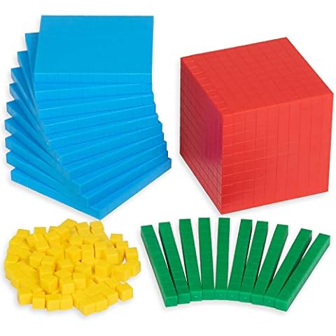 edxeducation Four Color Plastic Base Ten Set - 121 Pieces - Hands-on Math Manipulative for Kids - Teach Number Concepts, Place Value and Measurement - Math Learning Tools for Kids Cover