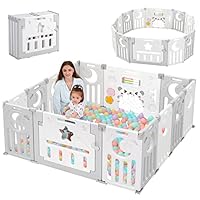 Dripex Baby Playpen for Baby and Toddlers, Foldable Play Pen with Customized Shape Plastic Playpen, Sturdy Babies Fence and Activity Centre Folding Large Pen Play Area for Indoor Outdoor(150x150cm)