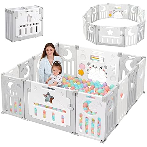 Dripex Foldable Baby Playpen with Cartoon Design Cover