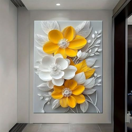 Tableau sur toile jaune moutarde pour habiller un mur vide de salon ou bureau