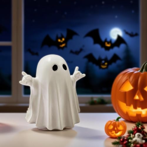 Halloween Ghost Figurine - Spooky Ghost Statue Decor,Funny Cute Rock Ghost Ornaments, Home Front Porch & Outdoor Garden Tabletop Sculpture for Halloween Decorations, Christmas New Year's Gift