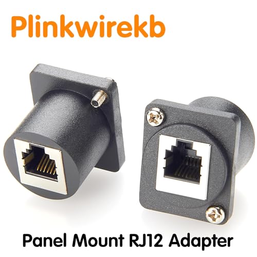 Plinkwirekb D Typ RJ11/RJ12 6P6C Panel-Mount-Durchführungsadapter, CAT3-Buchse auf Buchse, Unterputz-Anschluss, Telefondurchgangsbuchse, 5 Stück