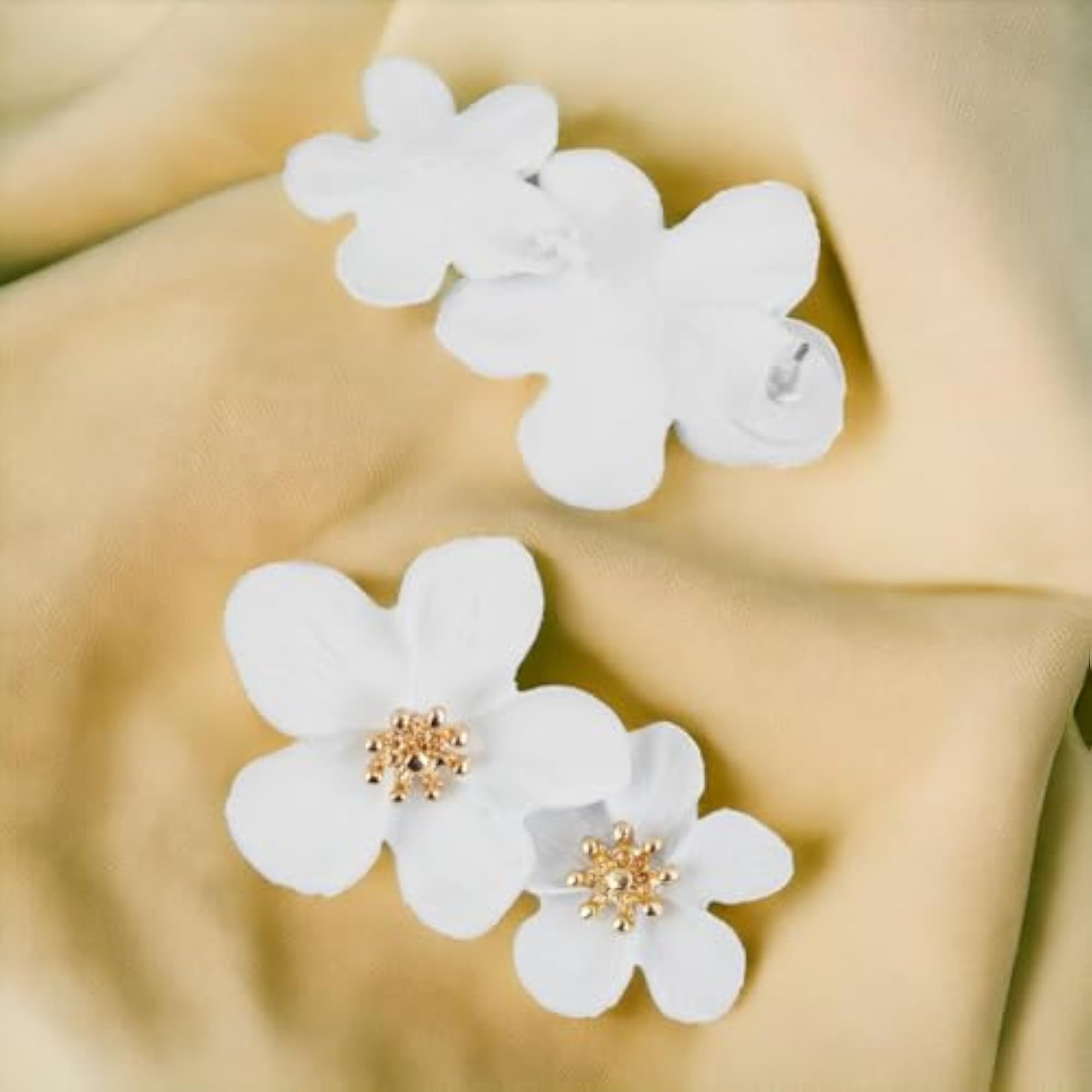 Double Flower Earring Dangle Statement Earrings for Women