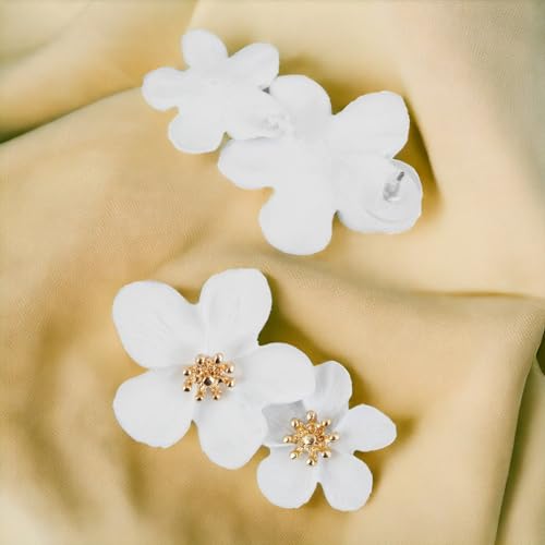 Double Flower Earring Dangle Statement Earrings for Women