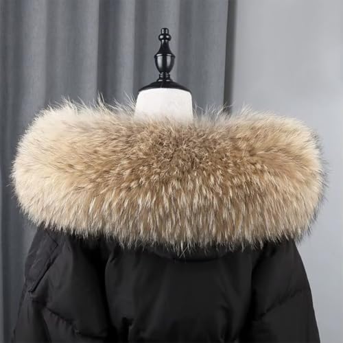ECYC Brown Faux Fur Collar Scarf, Detachable Plush Neck Warmer Artificial Fur Scarf Hood Trim for Jacket Coat Collar Parka2