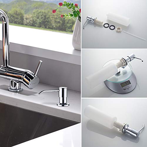 Ibergrif M34027 Kitchen Sink Soap Dispenser, Built in 500ml Liquid, Replacement Sink Dispenser Pump, for Bathroom and Dish Lotion Sink, 360° Rotation Nozzle, Stainless Steel, Silver - Cosy Home Interiors Ibergrif M34027 Kitchen Sink Soap Dispenser, Built in 500ml Liquid, Replacement Sink Dispenser Pump, for Bathroom and Dish Lotion Sink, 360° Rotation Nozzle, Stainless Steel, Silver - Image 3