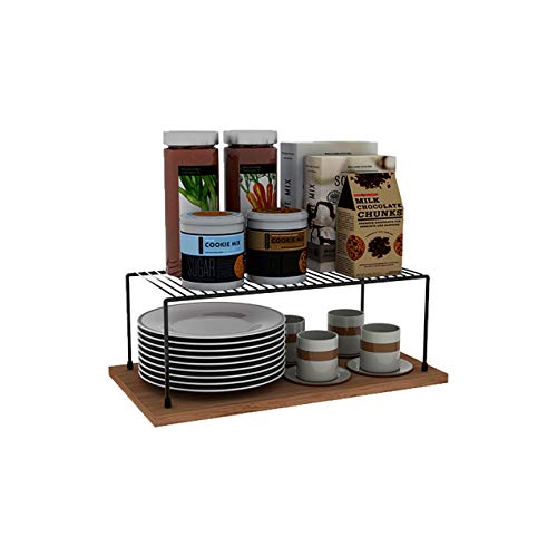 Kit Prateleiras Organizador Armário De Cozinha + Porta Prato Preto