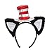Dr. Seuss Cat in The Hat Deluxe Costume Ears Headband with Stovepipe Hat for Adults and Kids Standard Multi