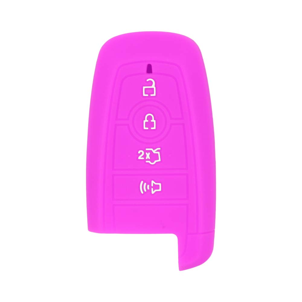 SEGADEN Silicone Cover Protector Case Holder Skin Jacket Compatible with FORD Fusion 4 Button Smart Remote Key Fob CV2717 Purple