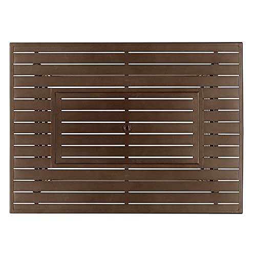 Image of Oakland Living Rectangular 48 in. x 36 in. Aluminum Propane Fire Pit Table, Glass Beads, Two Covers, Lid, 57,000 BTUs in Brown Finish