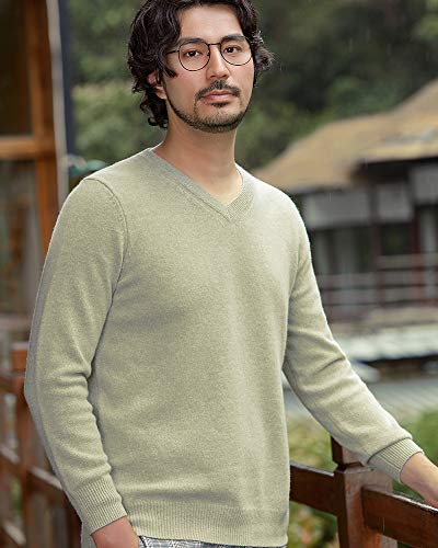Zhili Men Simple Design V-Neck 100% Merino Wool Sweater2