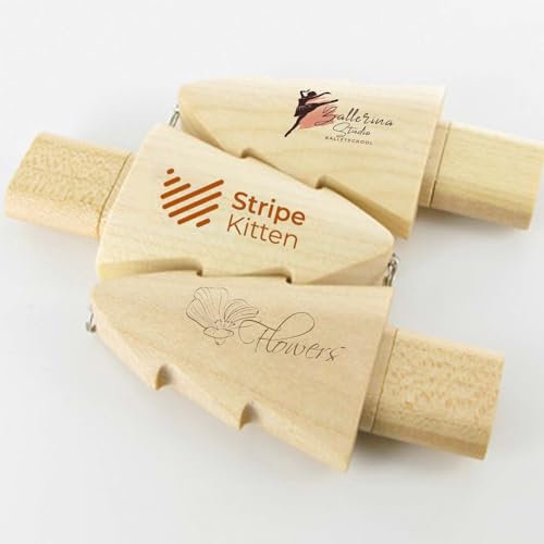 Clé USB naturelle gravée en bois lot de 10 supports esthétiques de 4 Go - 4