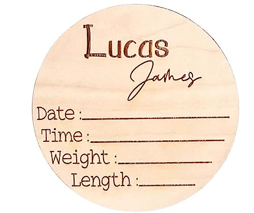 Personalized Newborn Announcement Sign for Hospital - Single Sided - Wooden Birth Announcement Sign - Name Baby Announcement Sign Customized Gender Neutral (Single Sided Name and Blank Stats)