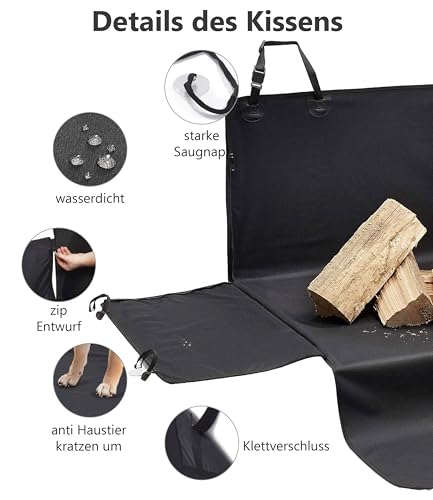 BARTSTR Kofferraumschutz Hund 200x110 cm, Universal für Kombi Kofferraum, Schutzmatte Wasserabweisend & Stoßstangenschutz, Plus Schultertasche