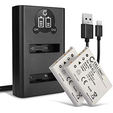 CELLONIC 2X Kamera Ersatzakku EN-EL5 für Nikon CoolPix P510 P530 P520 P500 P300 P100 P90 P80 P6000 P5100 P5000 S10 5200 7900, Ersatz Akku 1180mAh + Dual Ladegerät MH-61 Kameraakku Zusatzakku Battery Cover