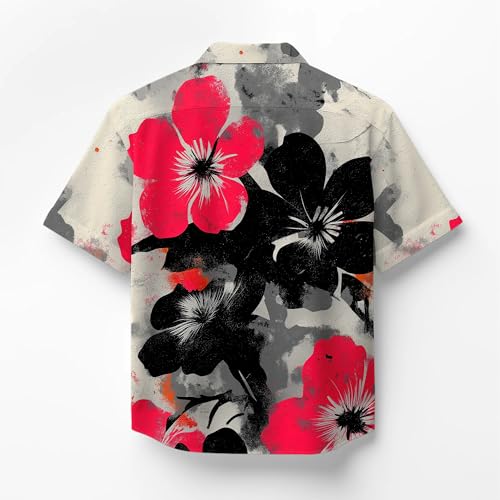 Image of Men's Floral Button-Down Shirt, Cotton Blend Stretchable, Casual Printed Striped Stylish Shirt