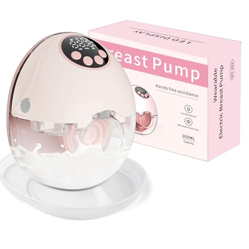 Wagxoey Milchpumpe Elektrisch, Elektrische Milchpumpe Handsfree 4 Modi 12 Stufen mit 17/19/21 mm komfortabler Flansch, Schmerzfrei Leise Rosa (1 Stück)
