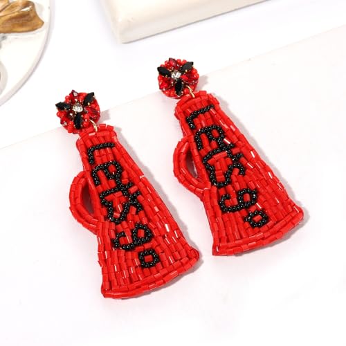 Beaded Game Day Earrings for Women Football Megaphone Let's Go Drop Dangle Earrings Game Day Sports Jewelry Football Fan Party Favor by BSJELL - Image 2