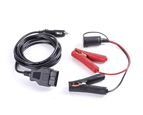 MITOB OBD II Vehicle ECU Emergency Power Supply Cable Memery Saver 3M Obd2 Cable with Alligator Clip-On 12V Battery Cigarette Lighter Power Cable