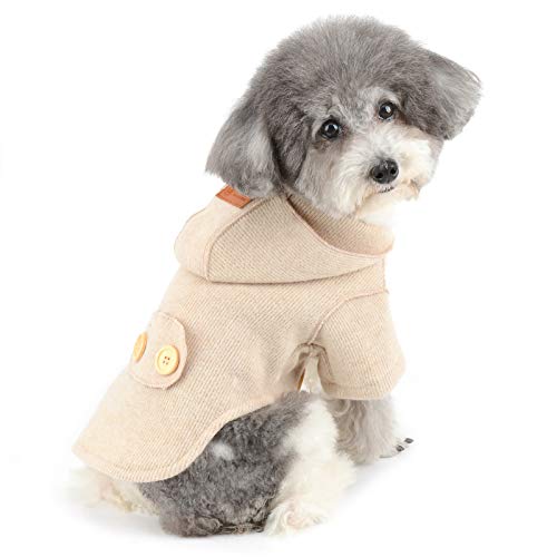 Zunea Felpa con Cappuccio per Cani Piccola Taglia Invernale Cappottino per Cucciolo Caldo Maglione a Maglia in Cotone Abbigliamento Stagione Fredda Gatti Vestiti per Chihuahua Yorkshire Beige S