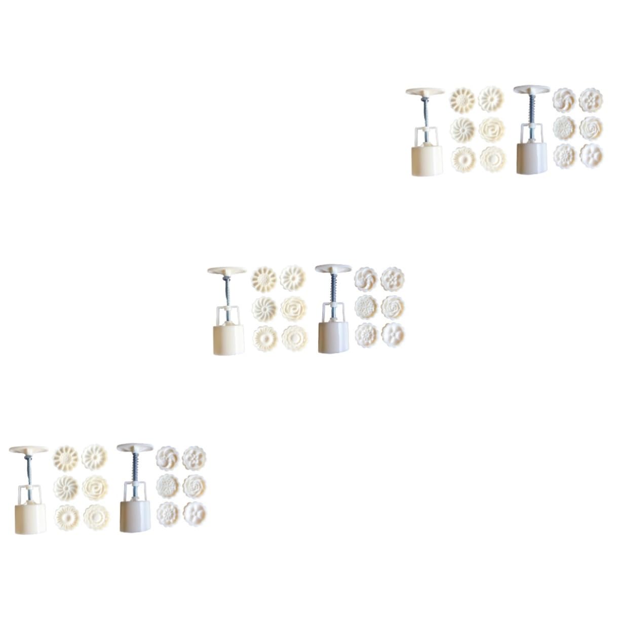 MAGICLULUMoon Cake Press 6 Sets Moon Cake Mould DIY Baking Tools Clay Tools Paper Cups Moon er Pastry Dough Moon Handmade Mooncake Mould Take a Bath Biscuit Accessories Stamp White