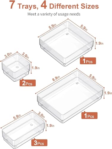 Image of mechdel Makeup Organizer /Makeup Box For Storage /Make Up, Cosmetic, Skincare Organiser For Women /Elegant Makeup Vanity With Transparent Drawer /Makeup Cosmetic (7PCS-DRAWER ORGANISER)