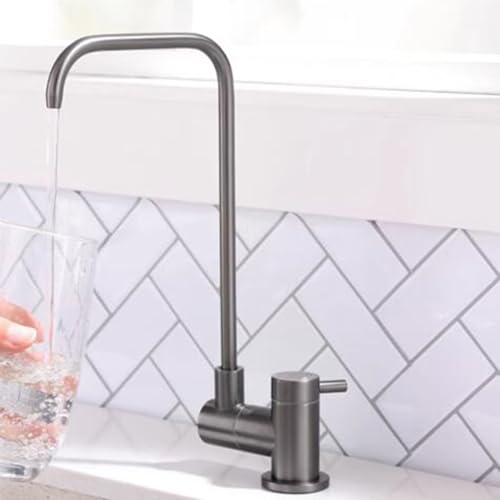 Robinet de filtre à eau rotatif en acier brossé pour cuisine à double sortie