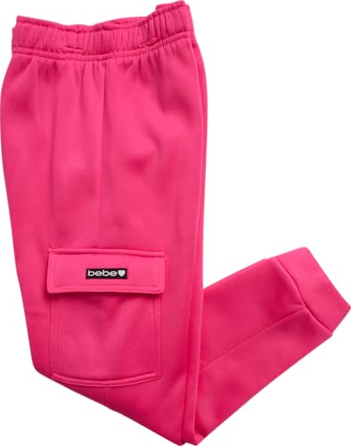 bebe Girls' Jogger Set - 2 Piece Fleece Mock Neck Quarter Zip Pullover Sweatshirt and Cargo Jogger Pants for Girls (7-12) 6
