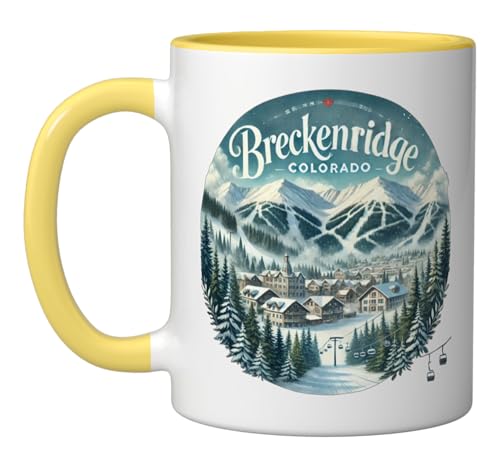 Taza cerámica Breckenridge Colorado 11 oz Amarillo/Blanco miniatura 1