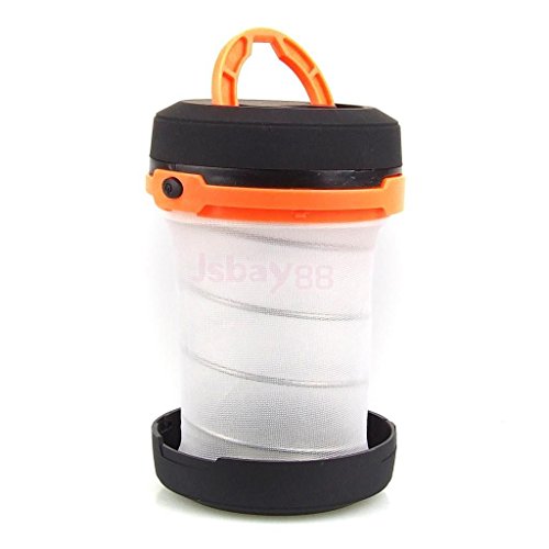 Hiibaby Solar LED Camping Lantern Rechargeable Flashlight Torch Mini Lamp with Handle Collapsible Rainproof Outdoor Lights 900mAh Built-in Battery Emergency Cell Phone Charger Camping Hiking (Orange) -  YQ02