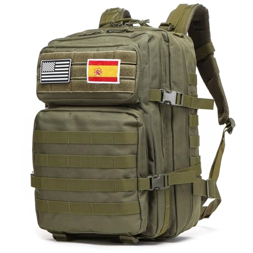 GUJOIN Mochila De Pesca De 50 Litros Impermeable De Nailon Duradera,Mochila Deportiva Táctica Militar Al Aire Libre Mochilas De Senderismo Casual (Verde)
