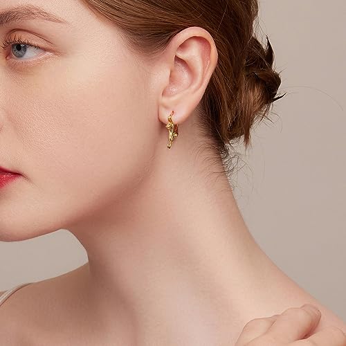 WOSTU Sterling Silver Cat Hoop Earrings - 18K Gold Plated, Hypoallergenic Cute Kitty Earrings for Cat Lovers3