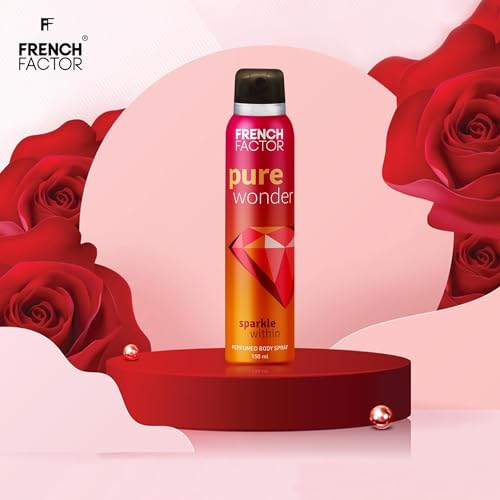 Image of French Factor Pure Blue & Wonder Deodorant Spray for Women - Long Lasting, Real Fragrance Body Spray for Women, 150ml (Pack of 2)