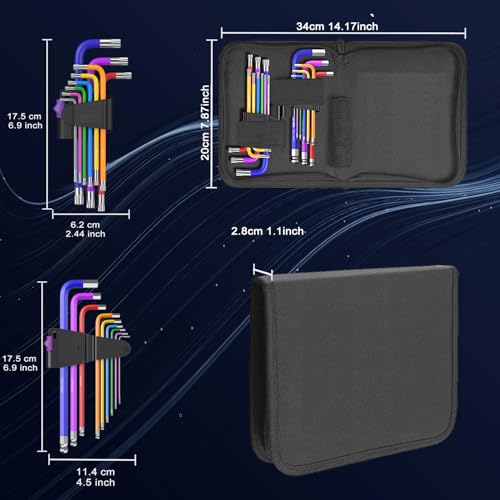 Image of 18 Pcs Hex Key Allen Wrench Set Long Ball End Allen Key & Torx TRX Star Coloured Wrench Set T10-T50 Hex Key Allen Wrench Set 1.5-10mm for Bicycle Repair, Household DIY