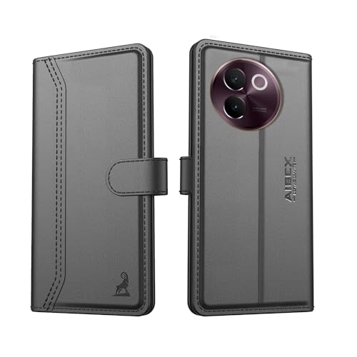 Image of AIBEX Vivo Y30e 5G Flip Cover Leather Finish with Magnatic Closure | Inside TPU with Card Pockets | Wallet Stand | Complete Protection Flip Case -Black