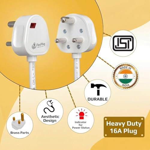 Image of Electric Extension Board - Single 16A with Switch and Heavy Duty 3 Meter Wire (White) (16 /16 3m)