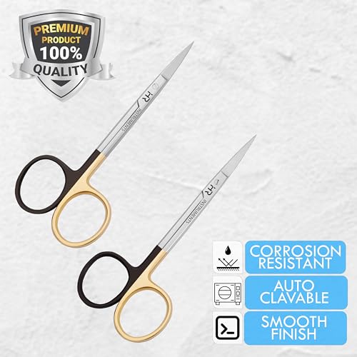 Iris Micro Dissecting Precision Lab Scissors, Fine Point Straight - Perfect for Doctors, Nurses, EMS, Students, Education & Training supercut serrated straight and curved(Pack of 2) - Thumbnail 3