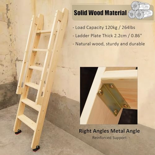 Repuesto de escalera de litera, diseño de madera duradero con peldaños de 3.7 pulgadas de ancho, 7-3 escalones, 49.2 pulgadas de altura, seguro y estable para niños, perfecto para literas