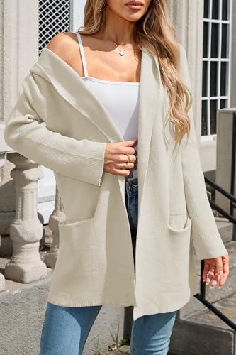 Image of Cakulo Womens Long Hooded Cardigan Sweaters Oversized Fall Cardigans 2025 Open Front Knit Sweater Coats Pockets